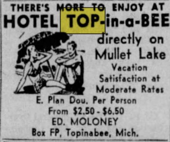 Hotel Top-In-A-Bee - June 1953 Ad (newer photo)